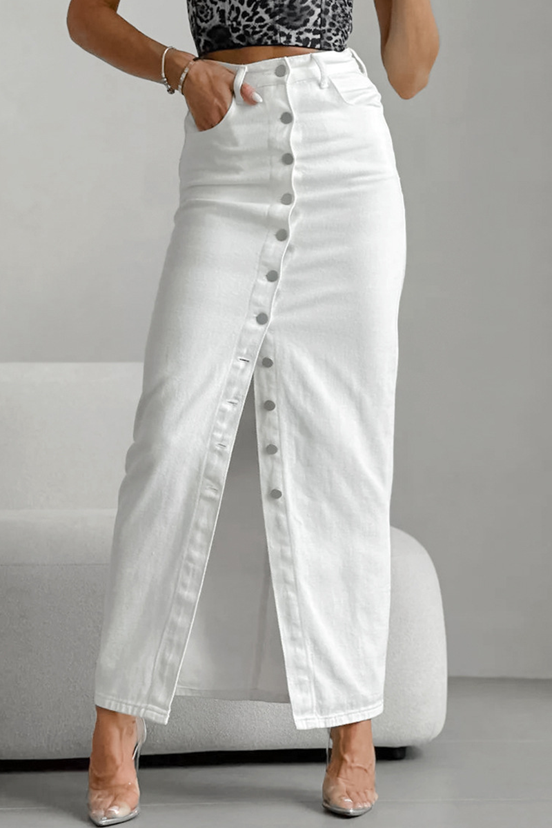 Pantalones rectos de cintura alta con hebilla de bolsillo para uso diario informal