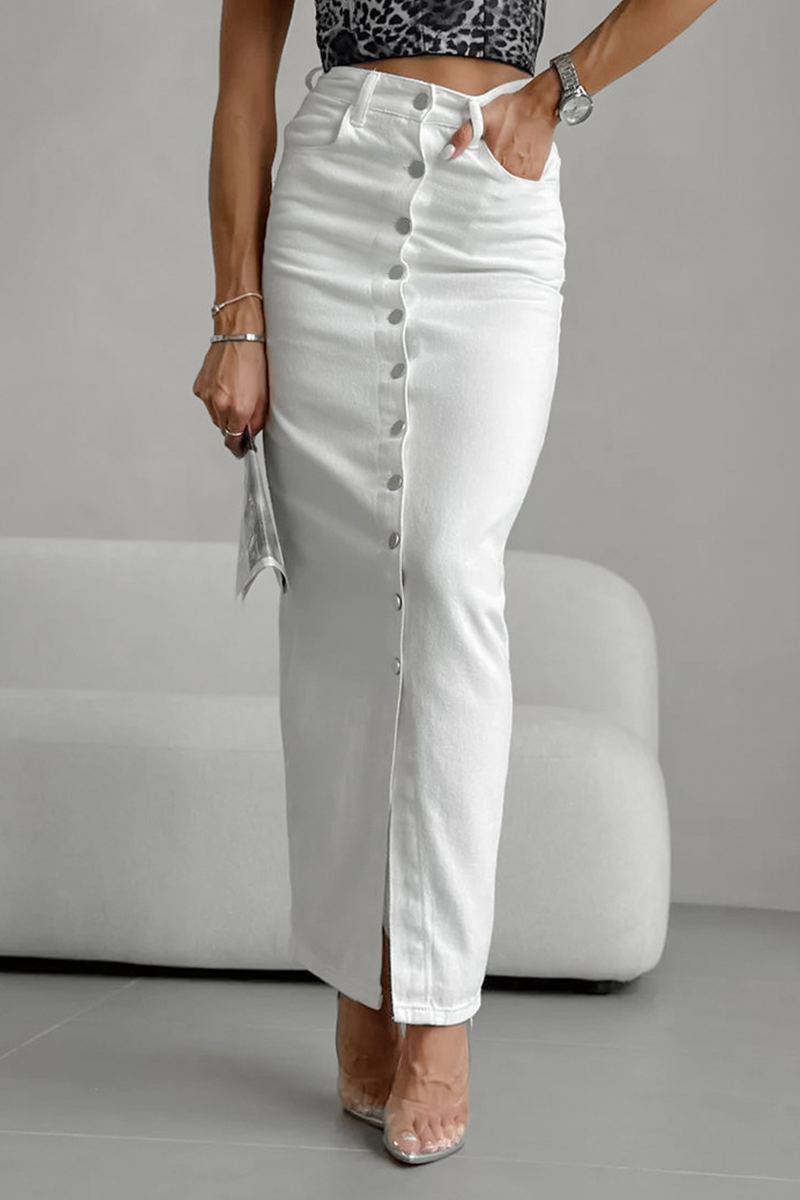 Pantalones rectos de cintura alta con hebilla de bolsillo para uso diario informal