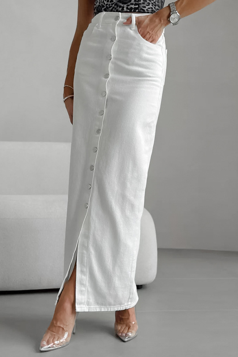 Pantalones rectos de cintura alta con hebilla de bolsillo para uso diario informal