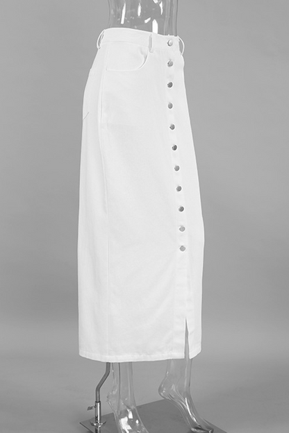 Pantalones rectos de cintura alta con hebilla de bolsillo para uso diario informal