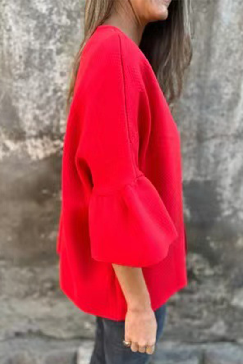 Prendas de abrigo informales con volantes de color liso para uso diario (3 colores)