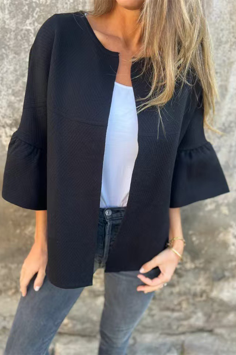 Prendas de abrigo informales con volantes de color liso para uso diario (3 colores)