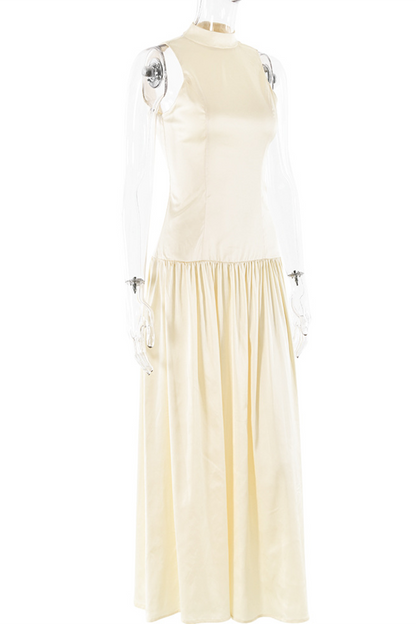 Vestidos sexys sin mangas con cuello halter fruncido y espalda descubierta