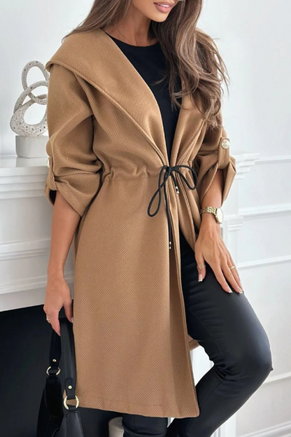 Elegante abrigo con capucha y cordones para uso diario (3 colores)