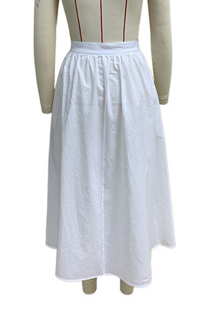 Pantalones casuales de cintura alta holgados con botones y bolsillos para uso diario tipo A