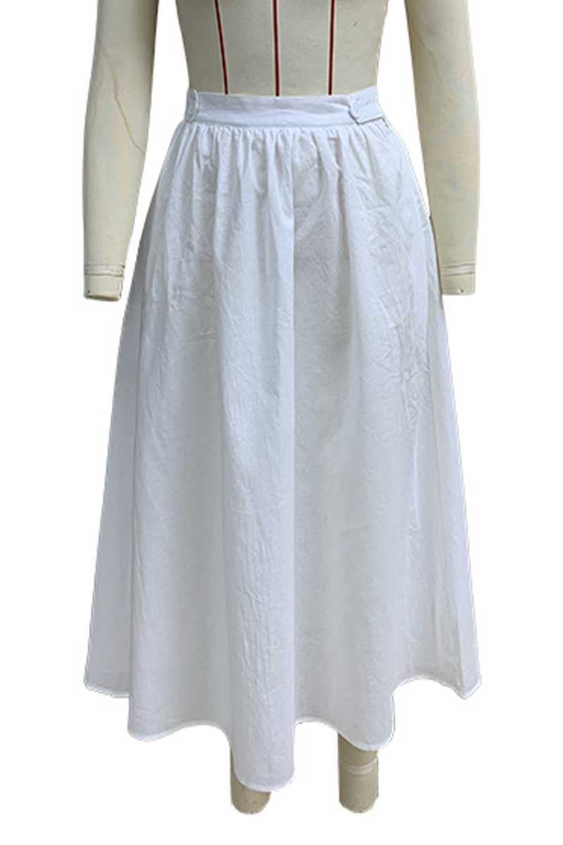 Pantalones casuales de cintura alta holgados con botones y bolsillos para uso diario tipo A