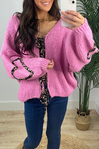 Prenda exterior informal de leopardo con cordones y cuello en V (7 colores)