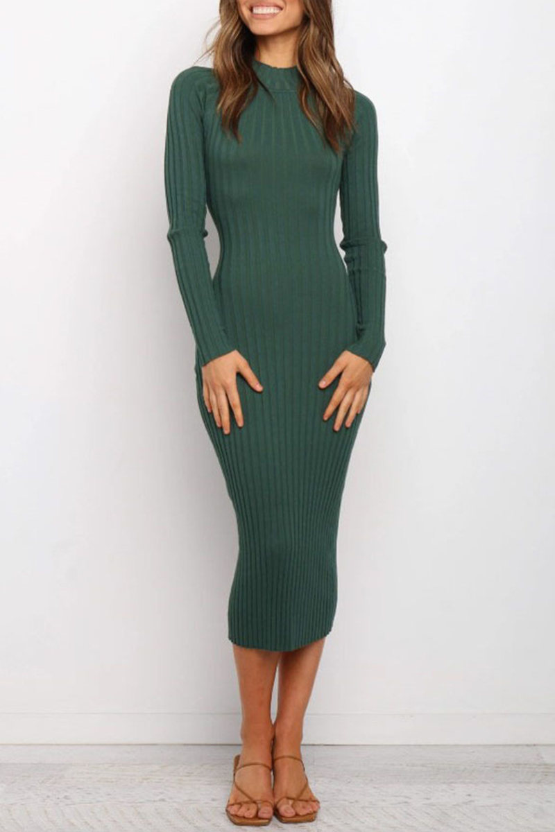 Vestidos sexys de diario con falda cruzada, escote redondo y espalda descubierta