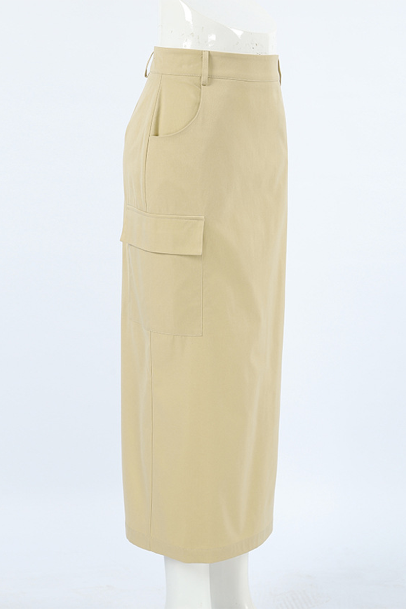 Pantalones rectos de cintura alta con abertura y cremallera elegantes de uso diario