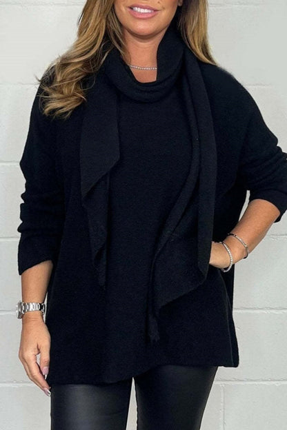 Tops casuales con cuello de bufanda básica de color sólido (3 colores)