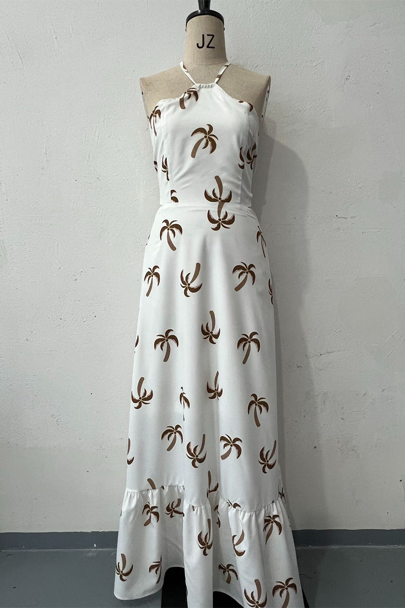 Vestidos sexis de vacaciones con estampado floral, sin espalda, estilo halter y sin mangas (3 colores)