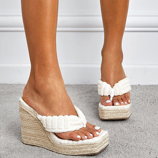 Zapatos casuales de cuña cuadrada con diseño de patchwork para uso diario (altura del tacón: 13 cm)