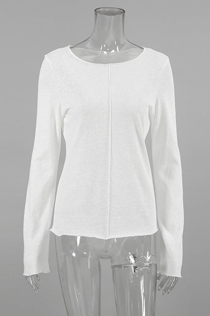 Tops casuales de cuello redondo con parches de color sólido (3 colores)