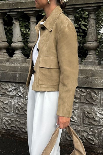 Prendas de abrigo informales de cuello vuelto con botones para uso diario