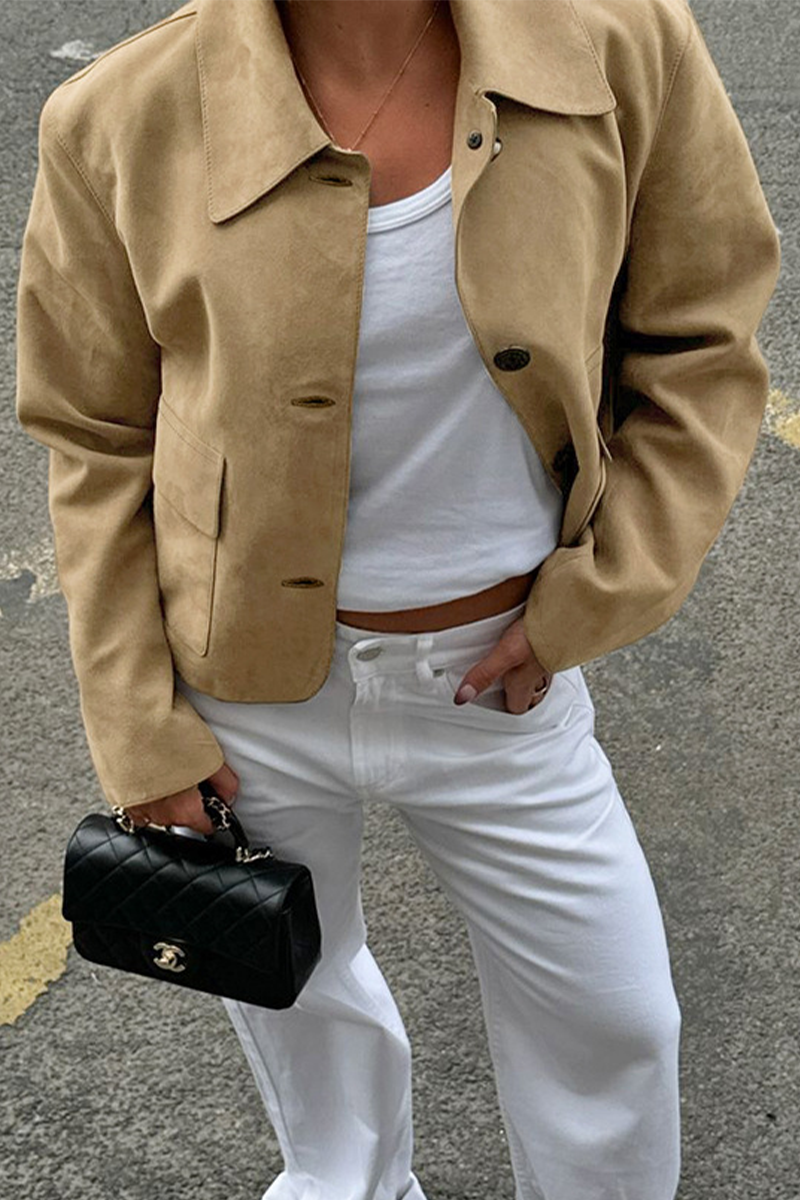 Prendas de abrigo informales de cuello vuelto con botones para uso diario