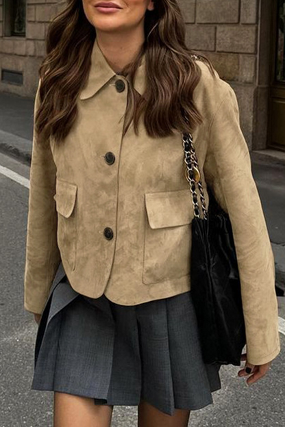 Prendas de abrigo informales de cuello vuelto con botones para uso diario