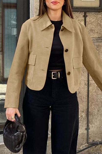 Prendas de abrigo informales de cuello vuelto con botones para uso diario