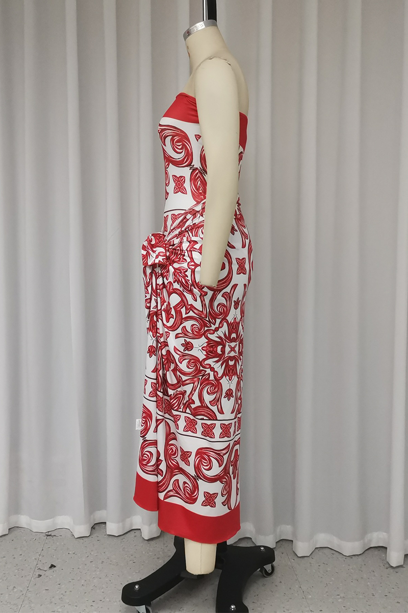 Traje de baño de dos piezas con estampado floral, sexy, sin tirantes, con cordones y sin mangas