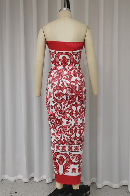 Traje de baño de dos piezas con estampado floral, sexy, sin tirantes, con cordones y sin mangas