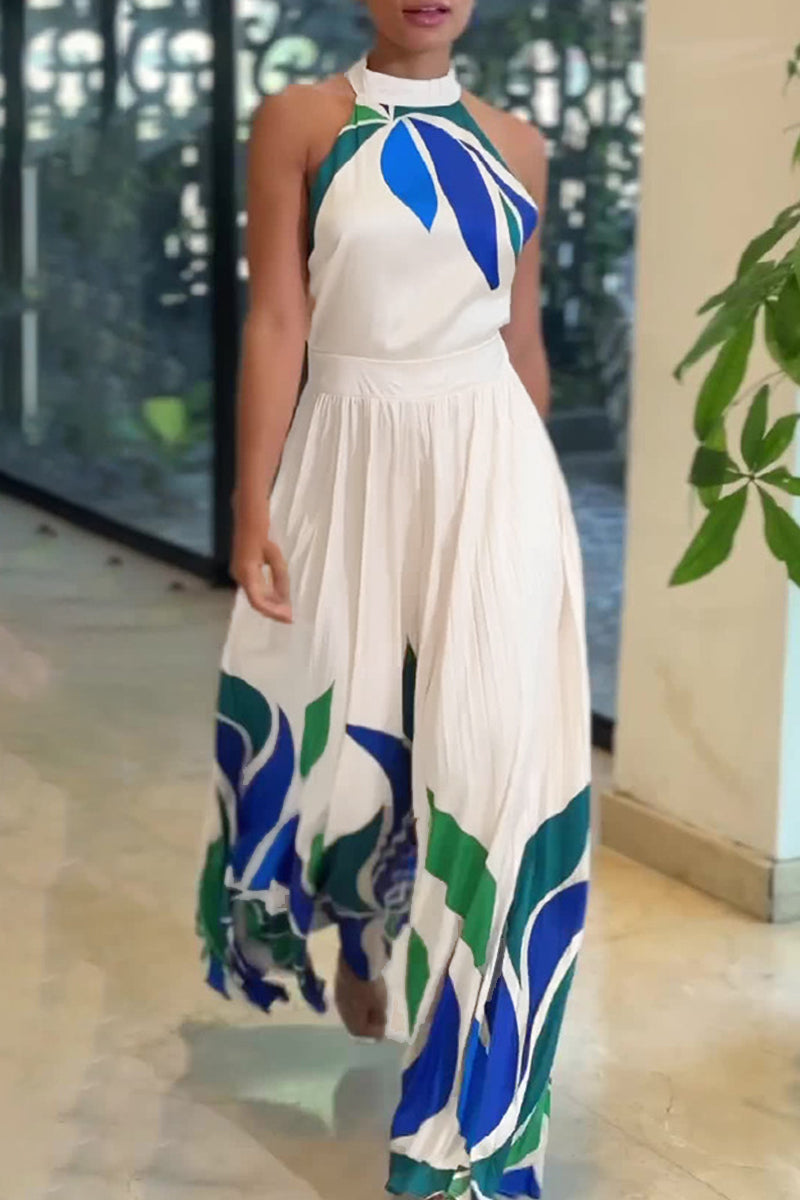 Monos casuales con cuello alto, espalda descubierta y estampado regular