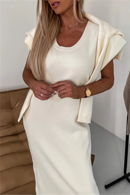 Conjunto informal básico de cuello alto y manga larga de dos piezas (6 colores)