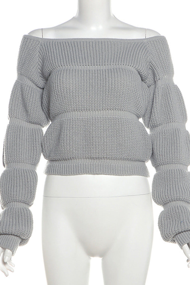 Suéteres casuales de patchwork con hombros descubiertos