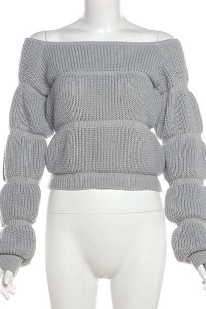 Suéteres casuales de patchwork con hombros descubiertos