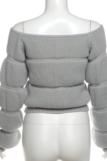 Suéteres casuales de patchwork con hombros descubiertos