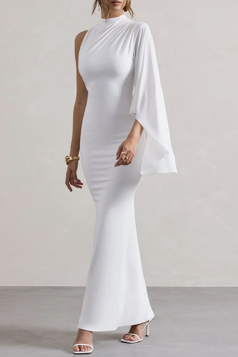 Vestidos sexis irregulares de cuello alto y falda de un solo paso