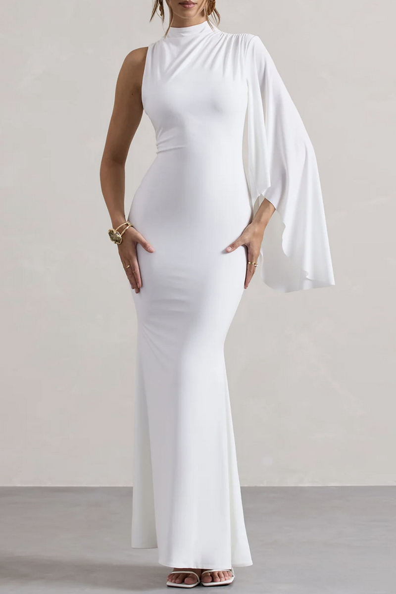 Vestidos sexis irregulares de cuello alto y falda de un solo paso