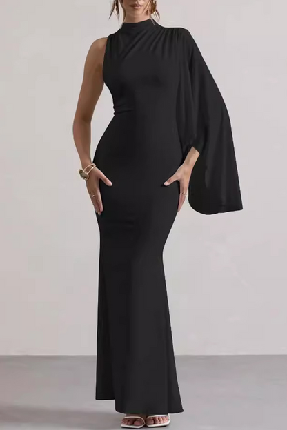 Vestidos sexis irregulares de cuello alto y falda de un solo paso