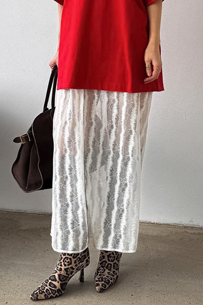 Parte inferior sexy tipo A de cintura alta, holgada, transparente y con agujeros