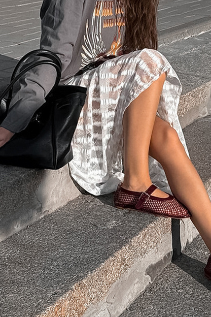 Parte inferior sexy tipo A de cintura alta, holgada, transparente y con agujeros