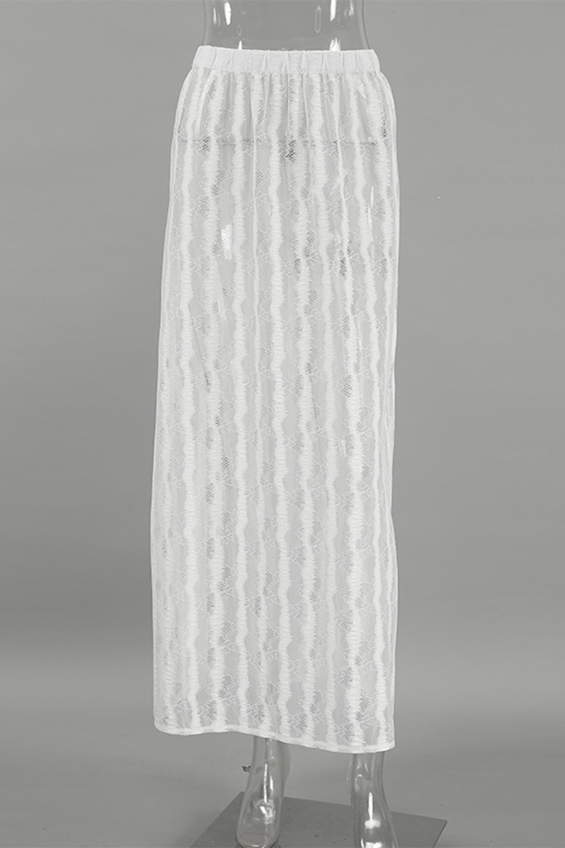 Parte inferior sexy tipo A de cintura alta, holgada, transparente y con agujeros