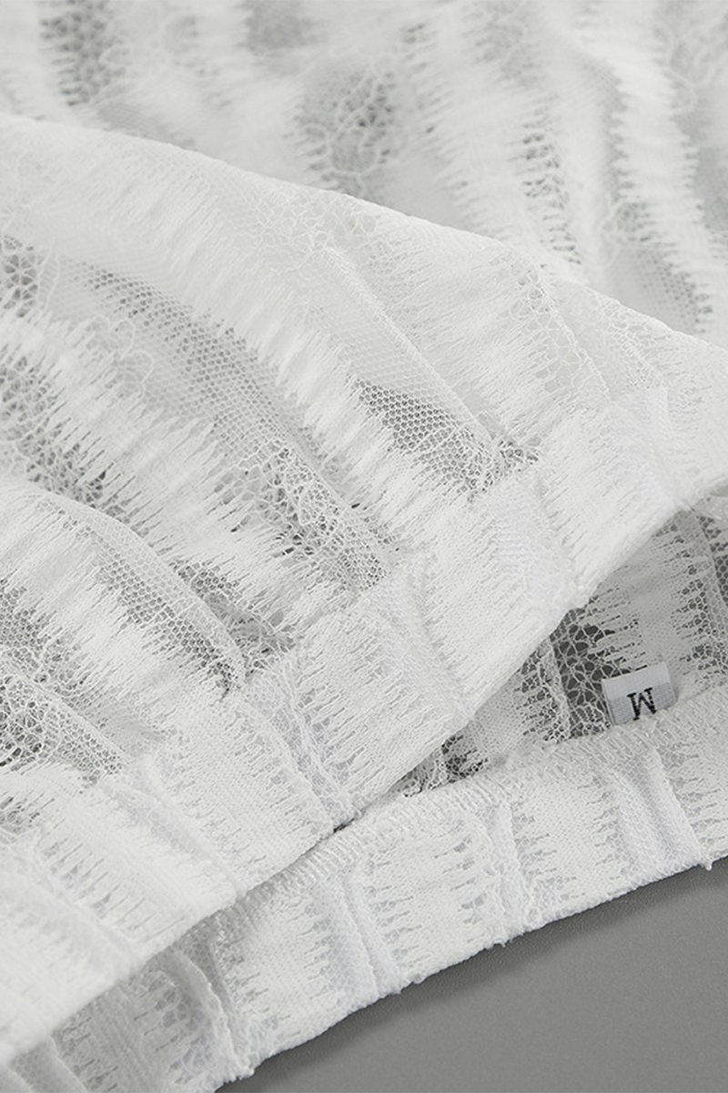 Parte inferior sexy tipo A de cintura alta, holgada, transparente y con agujeros