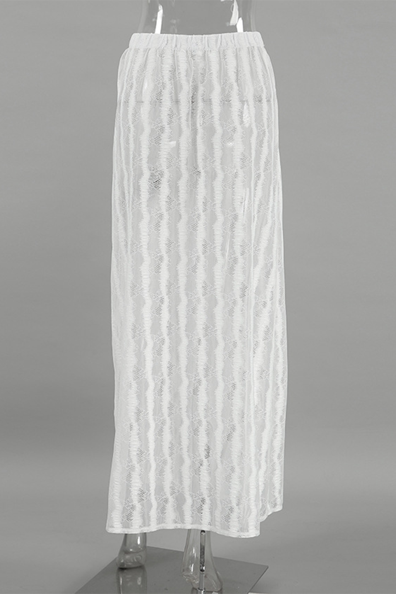 Parte inferior sexy tipo A de cintura alta, holgada, transparente y con agujeros