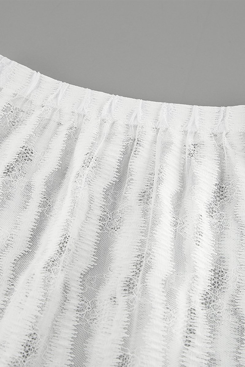 Parte inferior sexy tipo A de cintura alta, holgada, transparente y con agujeros