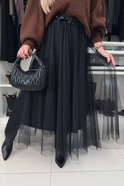 Elegant Lace Up Mesh High Waist Type A Bottoms