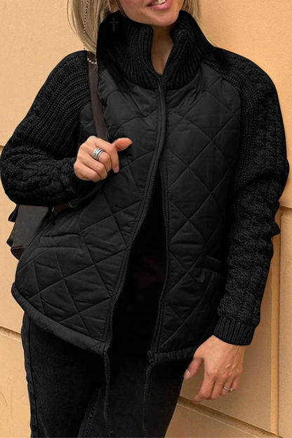 Prendas de abrigo informales con cuello mandarín y cremallera de patchwork (5 colores)