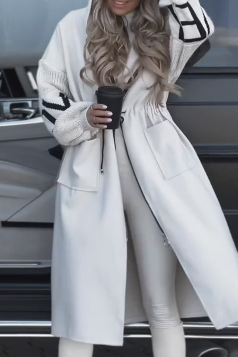 Prendas de abrigo informales con capucha, bolsillos y patchwork en contraste (7 colores)