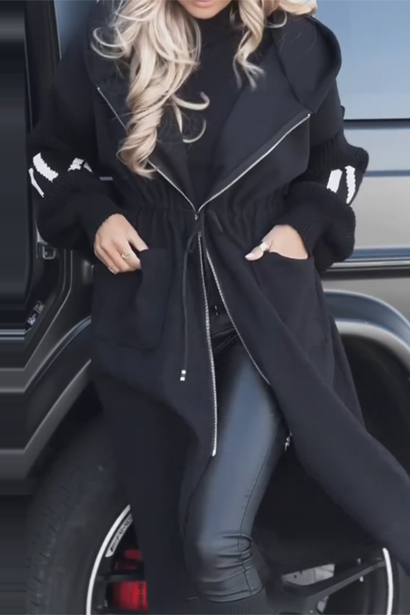 Prendas de abrigo informales con capucha, bolsillos y patchwork en contraste (7 colores)