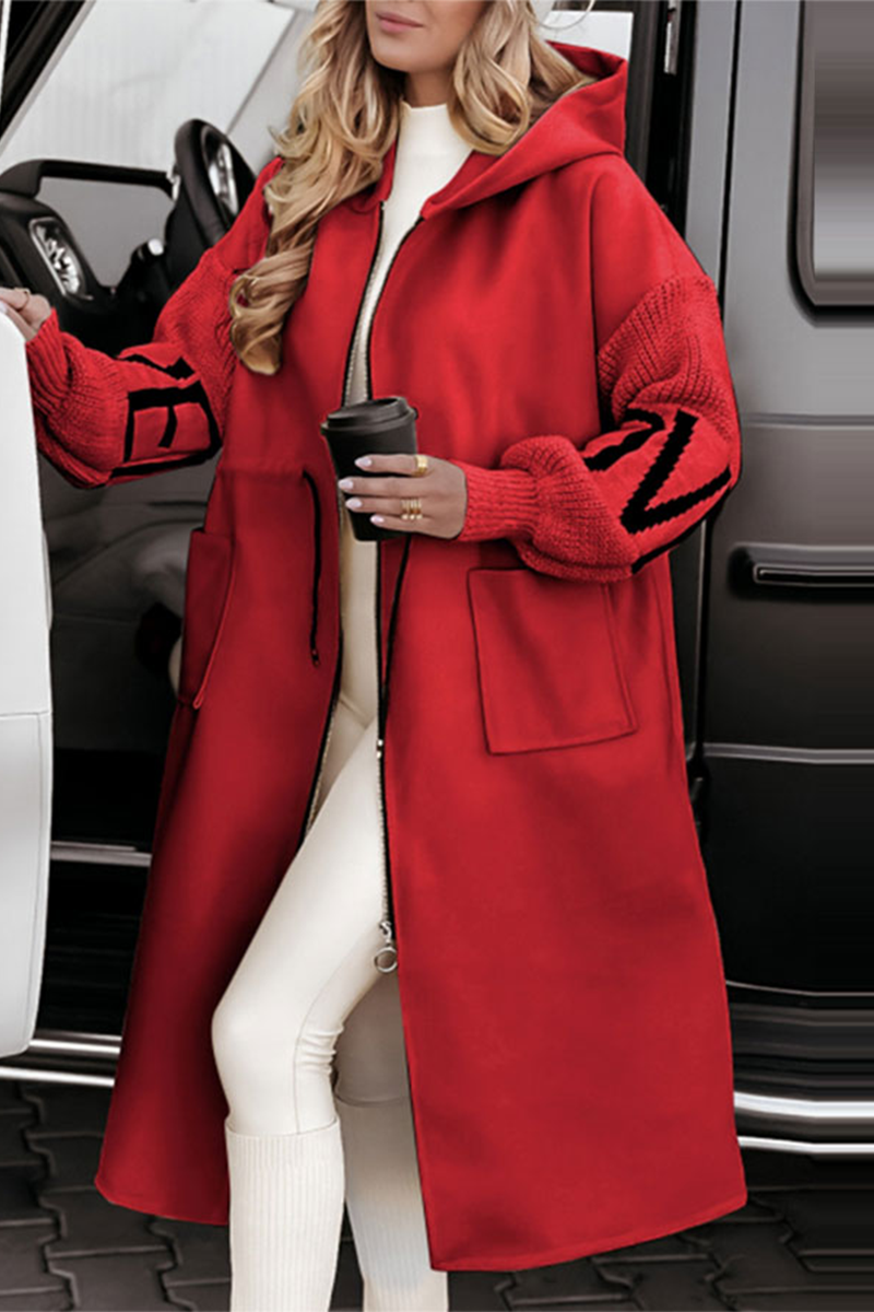 Prendas de abrigo informales con capucha, bolsillos y patchwork en contraste (7 colores)