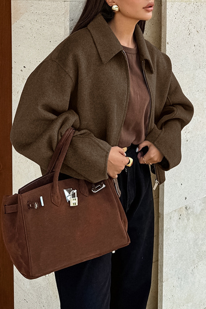 Prendas de abrigo informales de uso diario con cuello vuelto y cremallera gruesa