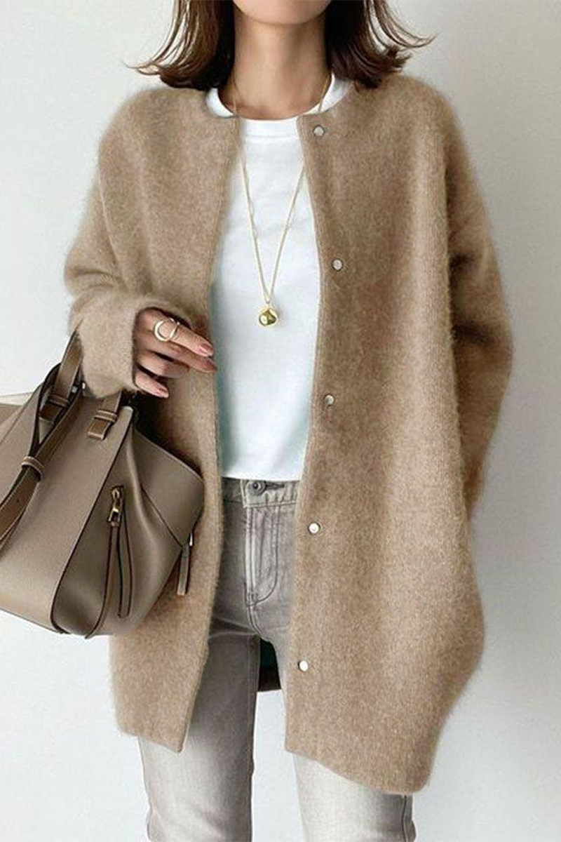 Prendas de abrigo informales con cuello redondo y diseño de patchwork (estilo de punto) (9 colores)