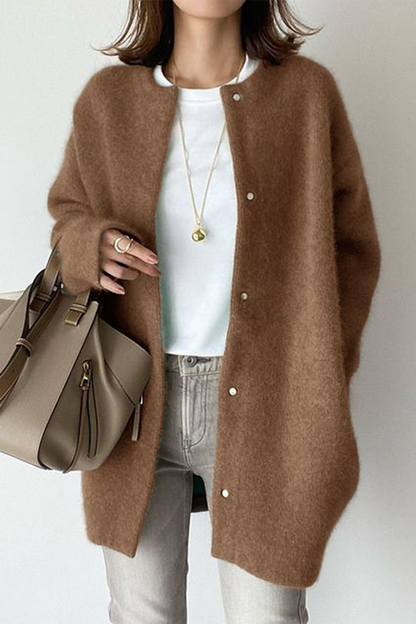 Prenda exterior informal de cuello redondo grueso (estilo fieltro de lana) (9 colores)