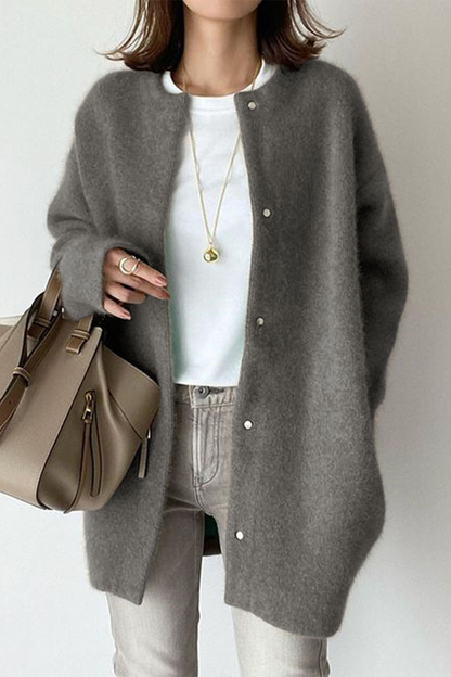 Prenda exterior informal de cuello redondo grueso (estilo fieltro de lana) (9 colores)