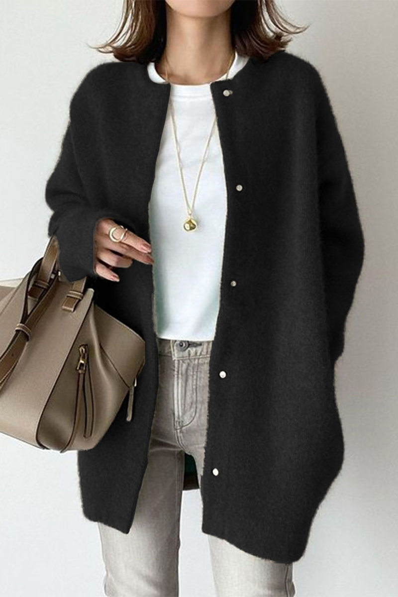 Prenda exterior informal de cuello redondo grueso (estilo fieltro de lana) (9 colores)