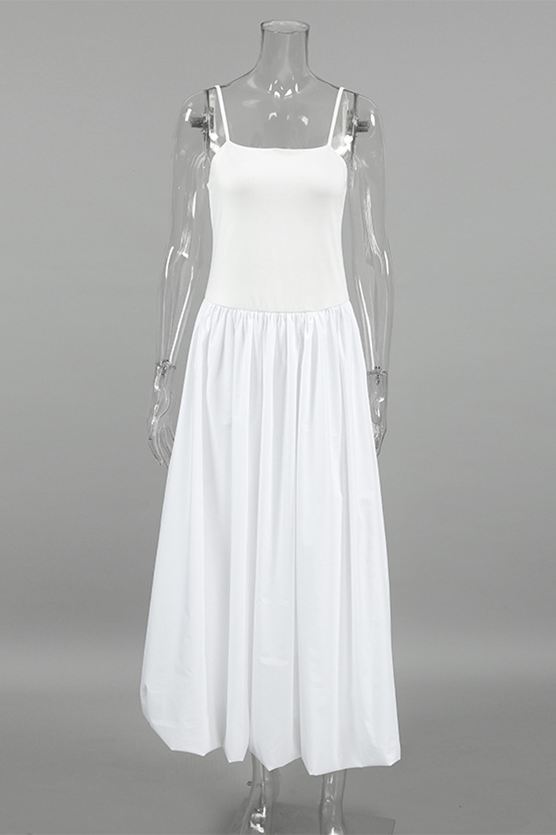 Vestidos casuales fruncidos con escote cuadrado y tirantes