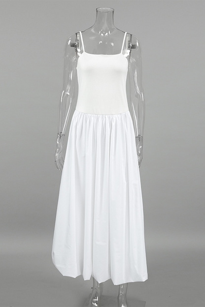 Vestidos casuales fruncidos con escote cuadrado y tirantes