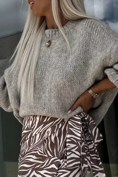 Suéteres casuales con cuello redondo y tejido con volantes (4 colores)